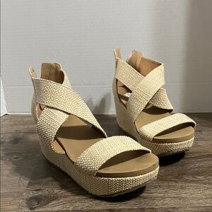 Elegant Cream Wedge Sandals